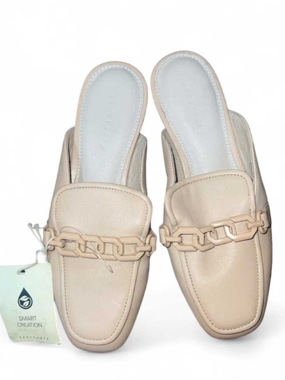 Sanctuary Beige Chain-Trim Mules